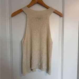 Lulu's Cream Knit Halter Neck Tank Top Small